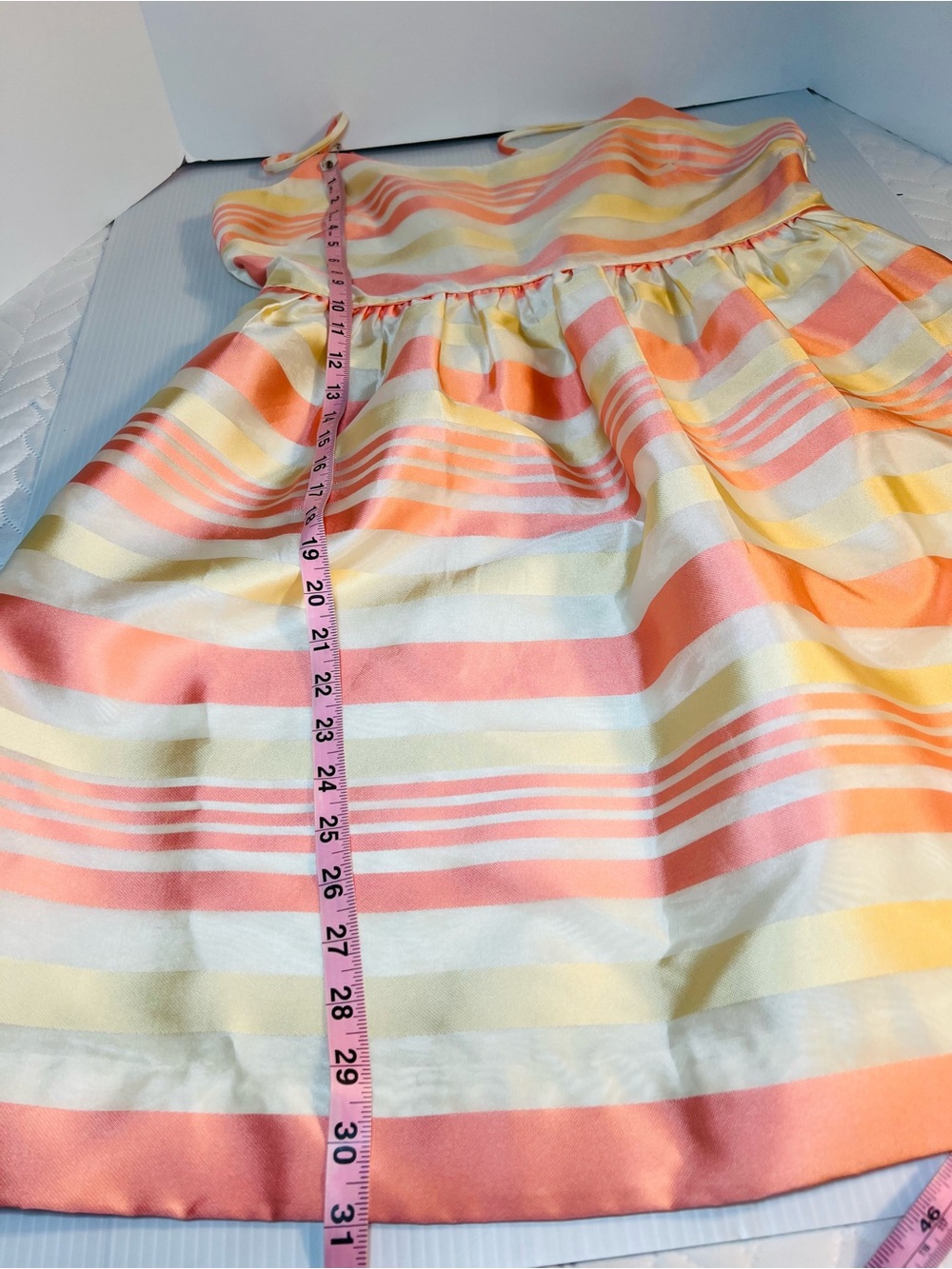 J. Crew Women’s Peach, Yellow and Cream Striped Fit-and-Flare Dress Size 12 - Picture 4 of 13